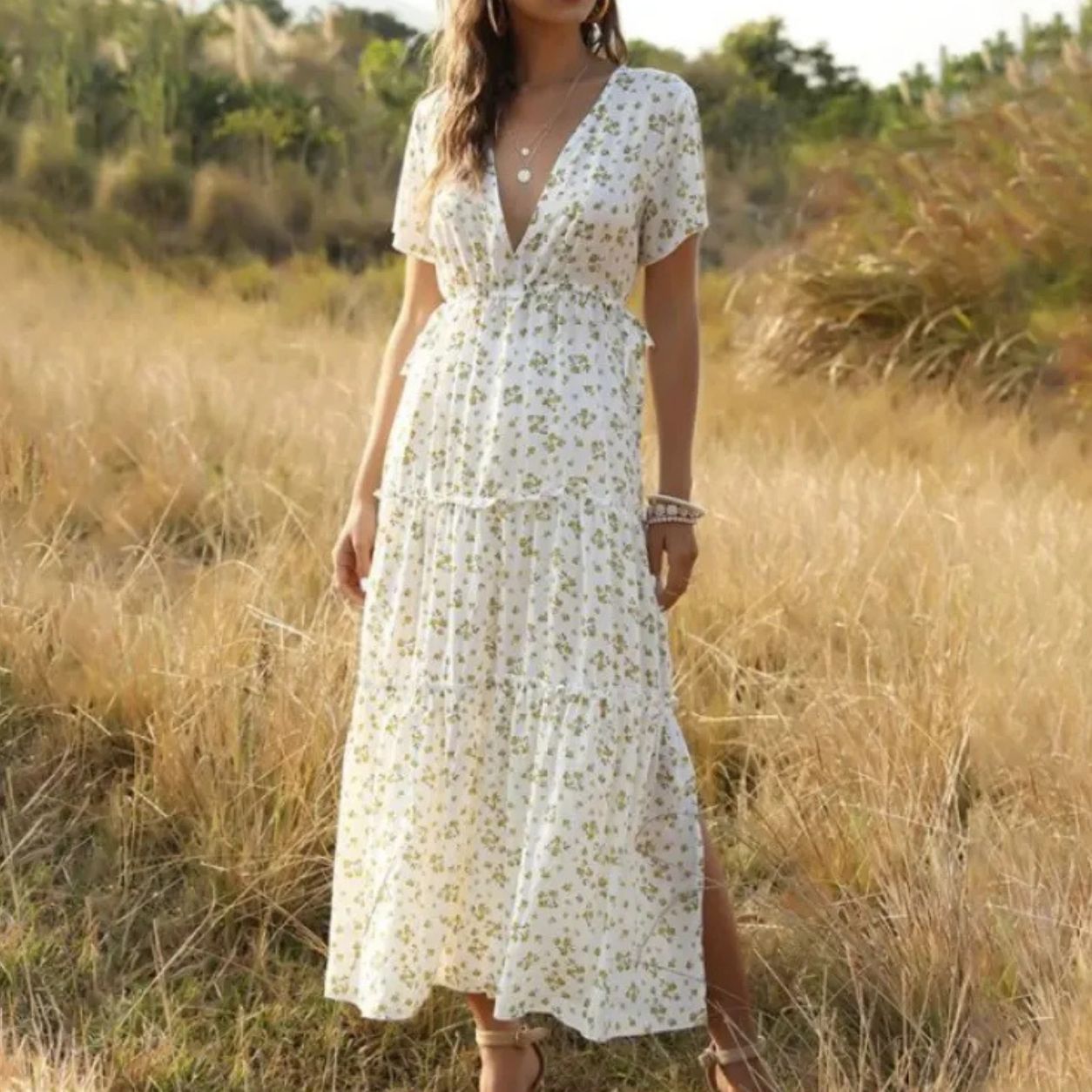 Fern Ruffled Floral Bohemian Dress