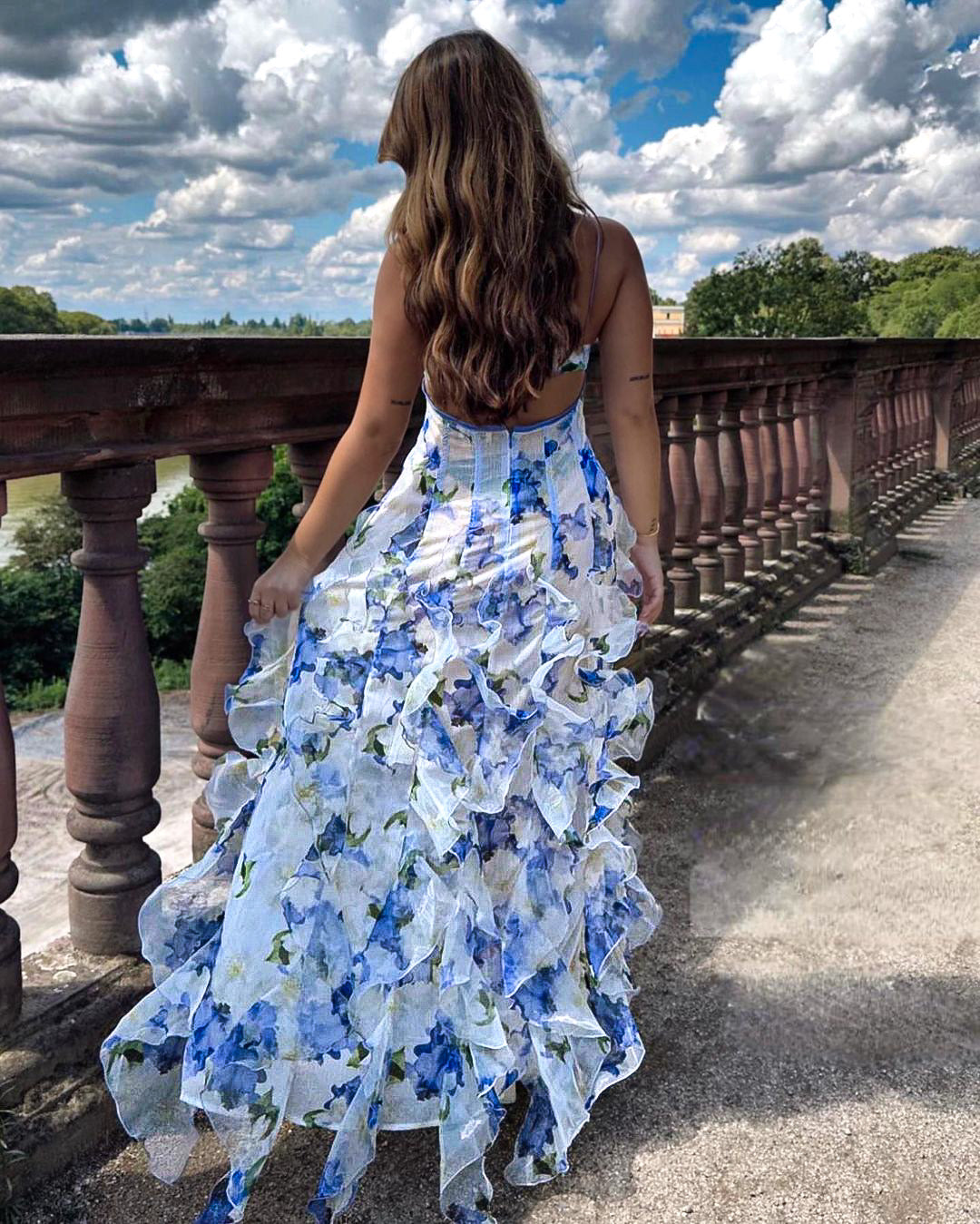 Emily® | Elegant Long Ceremony Dress With Floral Print