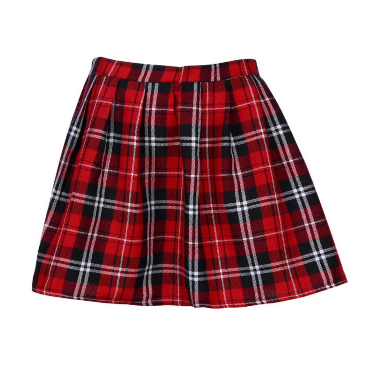 Cassia Plaid Mid-Waist Pleated Skirt