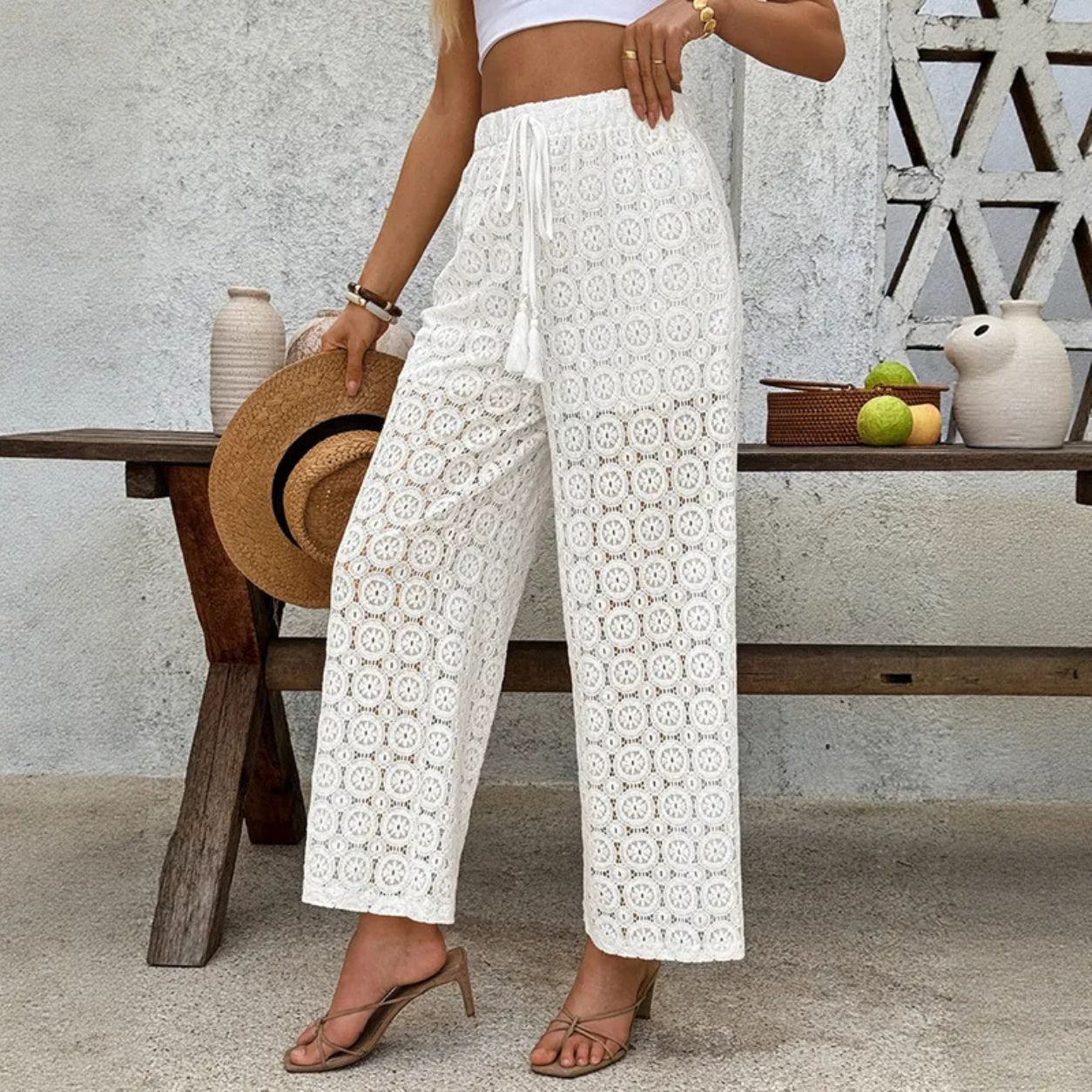 Leila Lace Wide-Leg Trousers