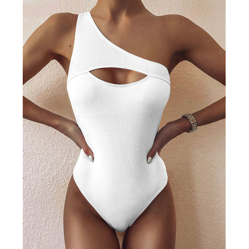Kristi® | New Bikini Solid Color One-Shoulder One-Piece Swimsuit Women