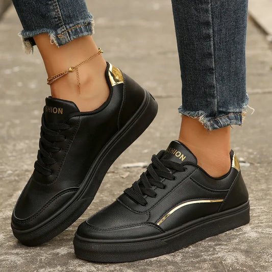 Hazel | Lace-up White Flats Shoes