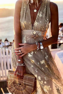 Regina® | Golden Sunset Stories V-neck maxi dress