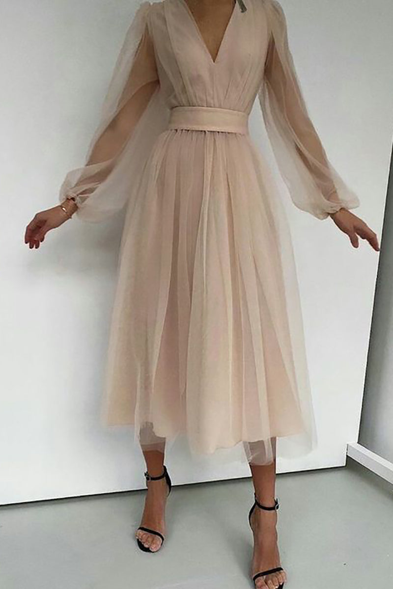 Aurelia® | Elegant Long-Sleeved Lace Dress With A V-Neckline