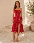 Laura Polka Split Midi Dress