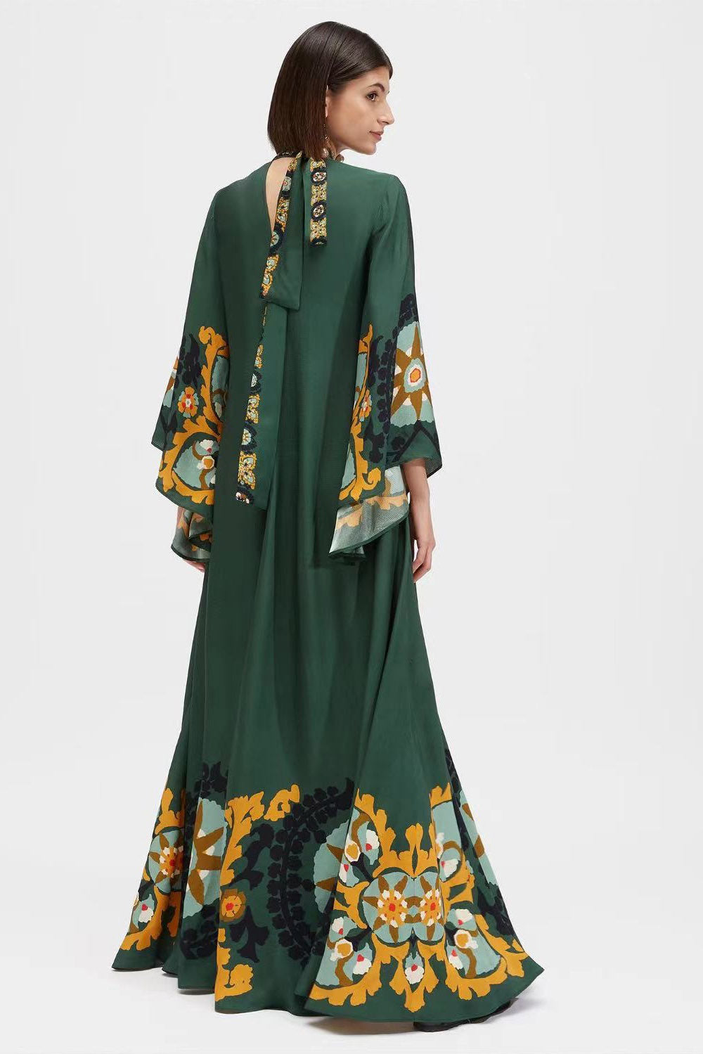 Milagros® | Magnifico Printed Maxi Dress-Green