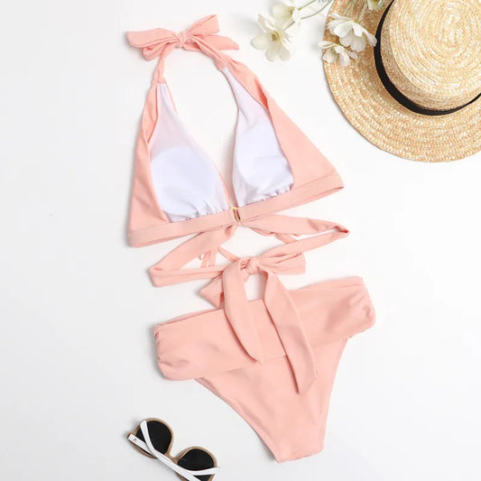 Celeste | Women High-Waisted Split Bikini – Summer Swimwear