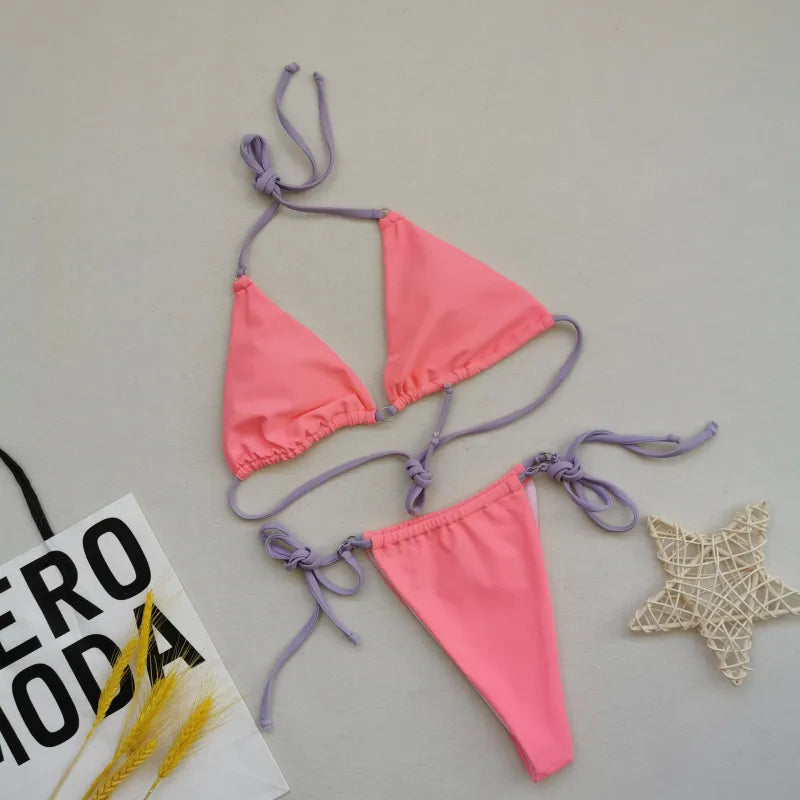 Gianna | Women’s Sexy Multicolor Bikini Set with Halter Tie