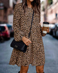 Flavia® | Long sleeve loose leopard print dress
