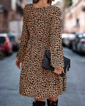 Flavia® | Long sleeve loose leopard print dress