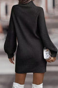 Sara | Casual solid patchwork dresses with turtleneck and one tier skirt