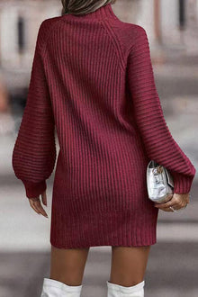 Sara | Casual solid patchwork dresses with turtleneck and one tier skirt