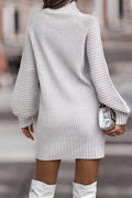 Sara | Casual solid patchwork dresses with turtleneck and one tier skirt