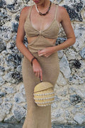 Selene® | Sexy Holiday Dresses Solid Color Backless V Neck Wrap Skirt