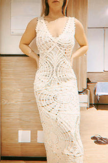 Penélope® | Sexy holiday beach dresses with fixed hook and flowers, hollow out V-neck