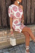 Noemí® | Elegant dresses with floral pleats, slanted collars and wrap skirts