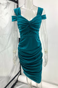 Liliana® | Elegant V-Neck Solid Color Pleated Dresses with One Tier Skirt (3 Colors)
