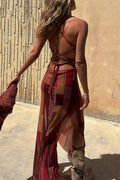 Valeria® | Sexy Sling Dresses Geometric Print Backless Slit Strap Design (3 Colors)