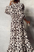 Yolanda® | Casual street dresses with geometric print, ruffles, slit, V-neck and A-line