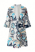 Yasmin® | Casual Daily National Totem Print Patchwork Ruffles V-neck A-line Dresses