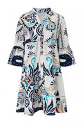 Yasmin® | Casual Daily National Totem Print Patchwork Ruffles V-neck A-line Dresses