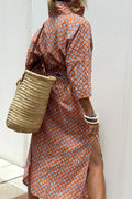 Giselle® | Casual Plaid Striped Snap Buttons Belted Turn-Down Collar Shirt Dresses (5 Colors)