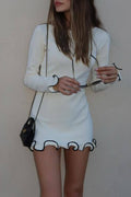 Sabrina® | Casual Daily Long Sleeve Thread Selvedge O-Neck Dresses (3 Colors)