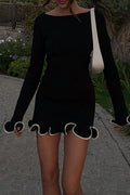 Sabrina® | Casual Daily Long Sleeve Thread Selvedge O-Neck Dresses (3 Colors)