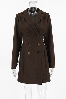 Ina | Daily elegant suit dresses with button and strap design and turn-down collar