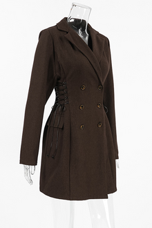 Ina | Daily elegant suit dresses with button and strap design and turn-down collar