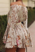 Aranza® | Sexy Floral Print Off Shoulder Printed Lace Up Vacation Dresses (Without Waist Belt)