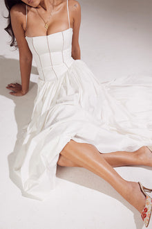 Johana® | Elegant patchwork sling dresses with square neckline