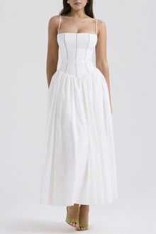 Johana® | Elegant patchwork sling dresses with square neckline