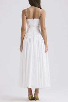 Johana® | Elegant patchwork sling dresses with square neckline