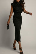 Corina® | Elegant Ruched Slit Wrap O-Neck Skirt Dresses (3 Colors)