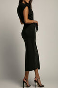 Corina® | Elegant Ruched Slit Wrap O-Neck Skirt Dresses (3 Colors)