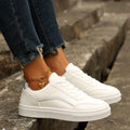 Hazel | Lace-up White Flats Shoes
