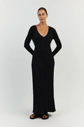Luisa® | Knitted Midi Dress With V-Neck And Sleeves