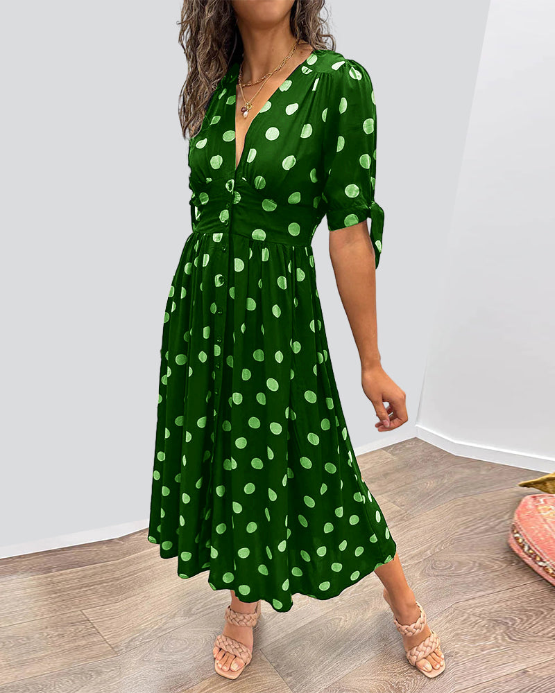 Soledad® | V-Neck Dress With Polka Dots