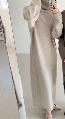 Alba® | Warm sweater dress with long sleeves and stand-up collar