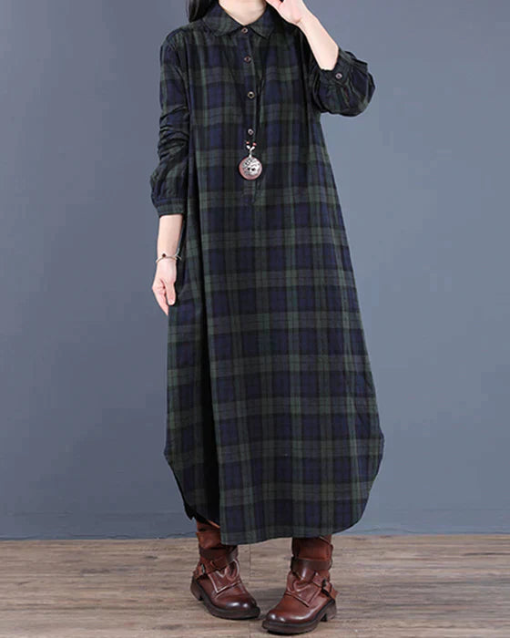 Esther® | Dress long sleeve checked shirt dress