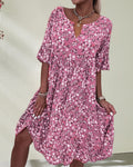 Victoria® | Elegant Half-Sleeved Dress Made Of Floral Cotton Material