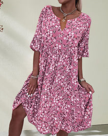 Victoria® | Elegant Half-Sleeved Dress Made Of Floral Cotton Material