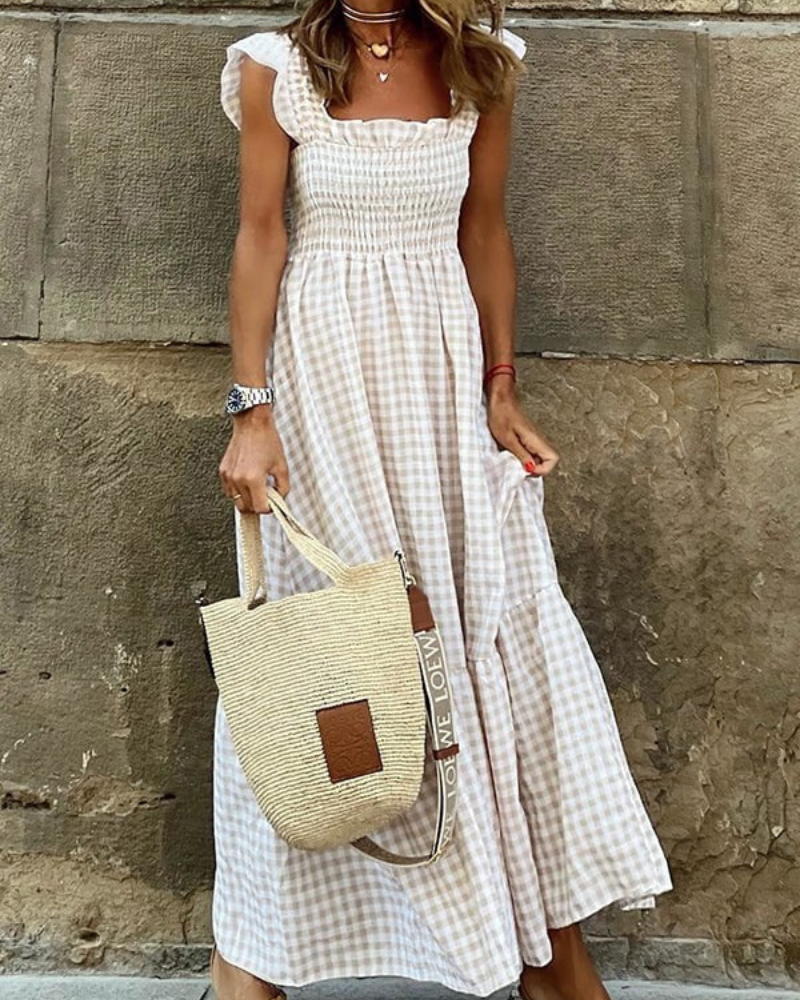 Hope® | Elegant Sleeveless Plaid Maxi Dress