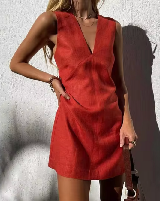 Angelina® | Sleeveless Linen Mini Dress