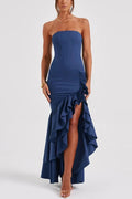 Lindsay® | Sexy off-shoulder maxi dress with a slim fit and irregular hem