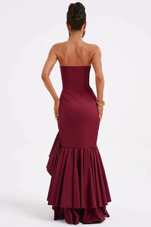 Lindsay® | Sexy off-shoulder maxi dress with a slim fit and irregular hem