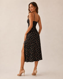 Laura Polka Split Midi Dress