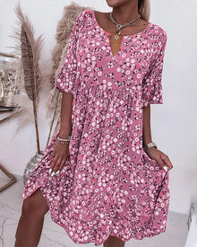 Victoria® | Elegant Half-Sleeved Dress Made Of Floral Cotton Material
