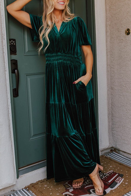 Paula® | Women's maxi dress with short sleeves and ruched waist